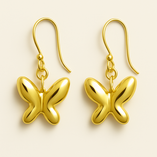 Delicate Butterfly Dangle Earrings – Gold-Plated & Sterling Silver