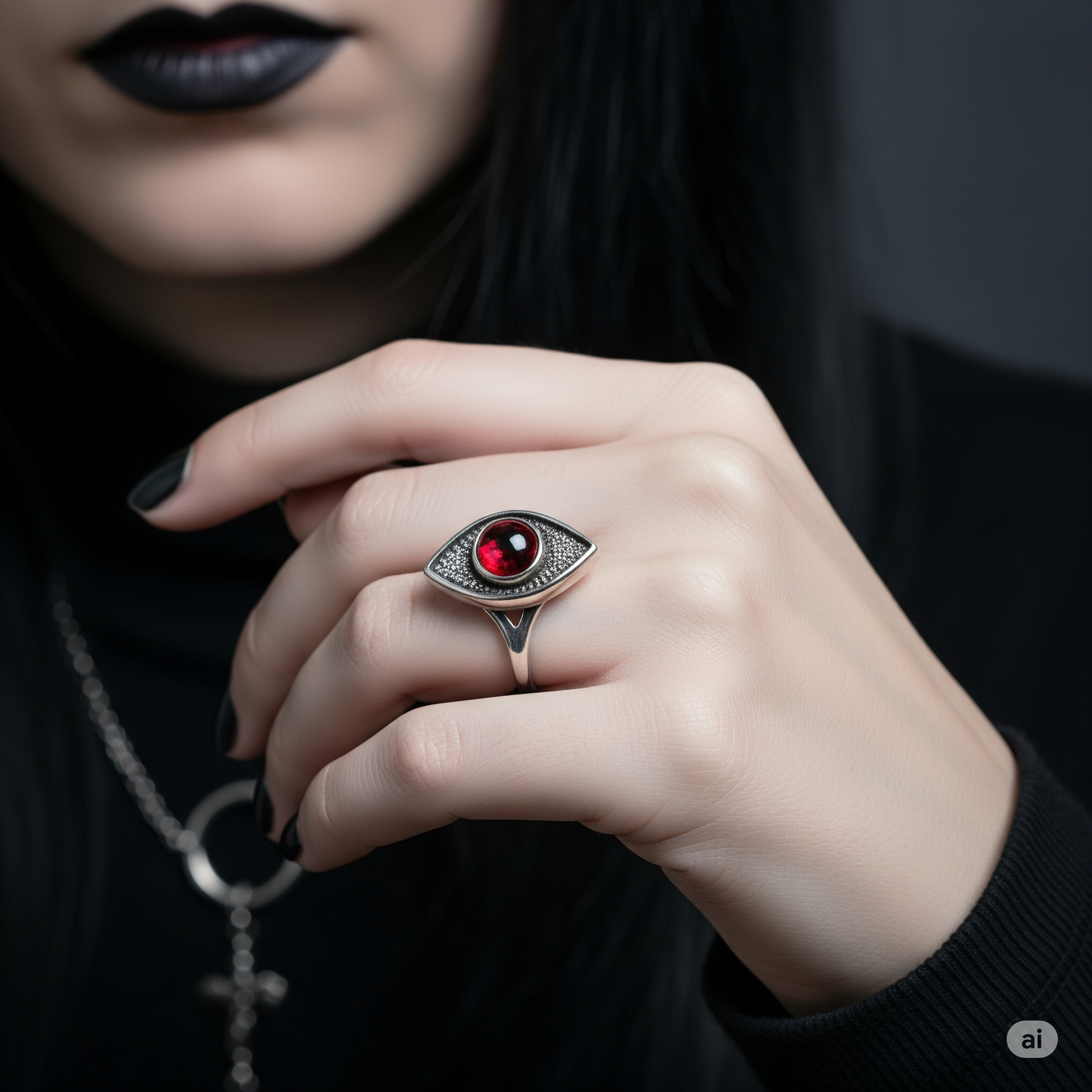 Evil Eye Ring With Cabochon